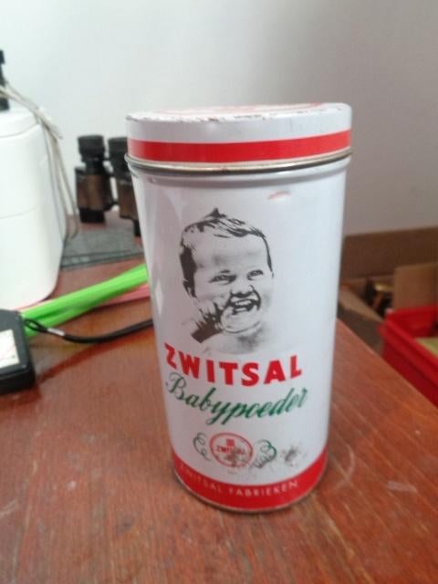 Zwitsal babypoeder blik met werkend muziekdoosje., Ophalen of Verzenden, Gebruikt, Overige