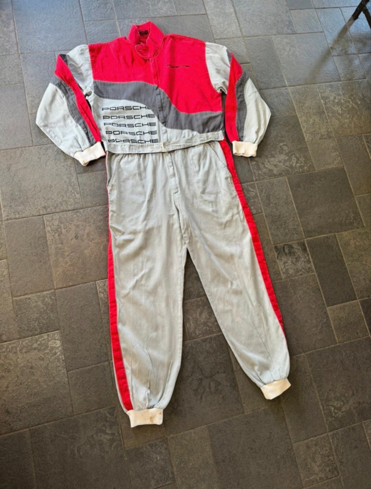 Vintage Porsche Overall - Rood/Grijs/Wit - Maat XXL, Meerkleurig, Overige maten, Ophalen of Verzenden, Gedragen