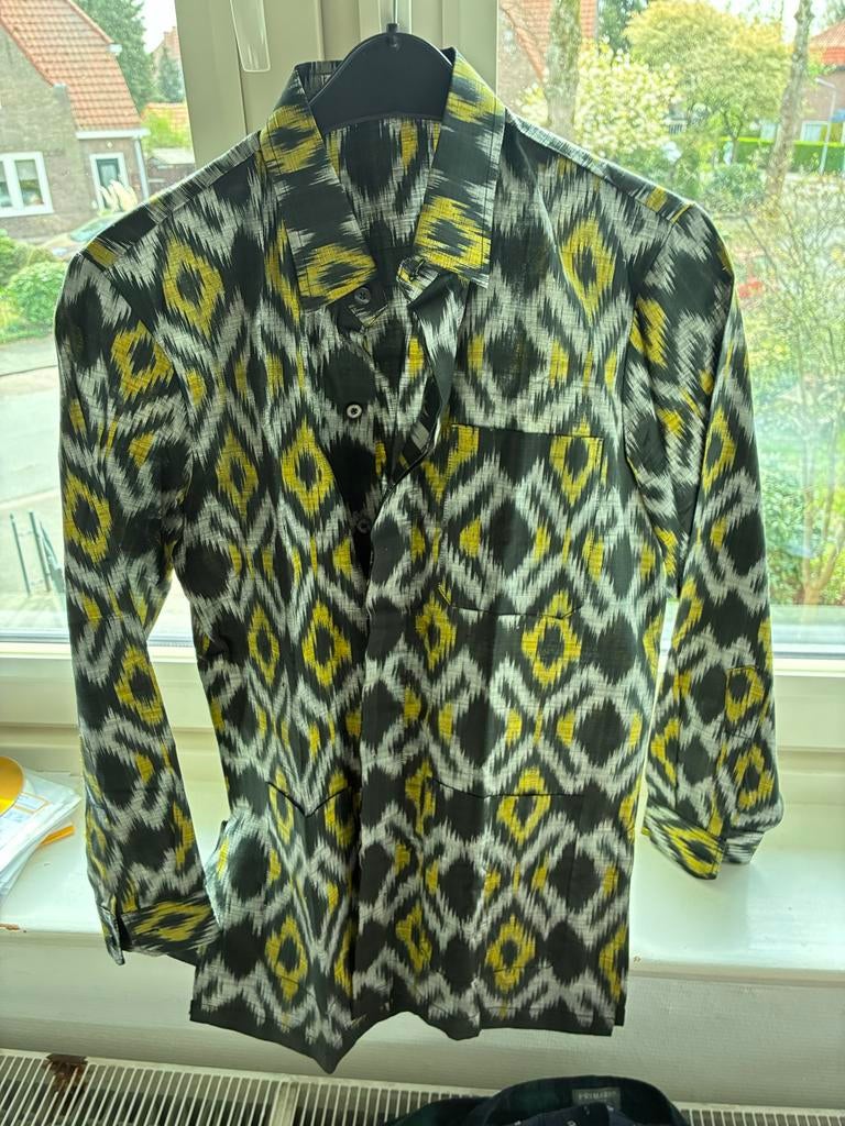 Batik overhemd, Kleding | Heren, Overhemden, Ophalen of Verzenden, Gedragen, Geel, Overige halswijdtes