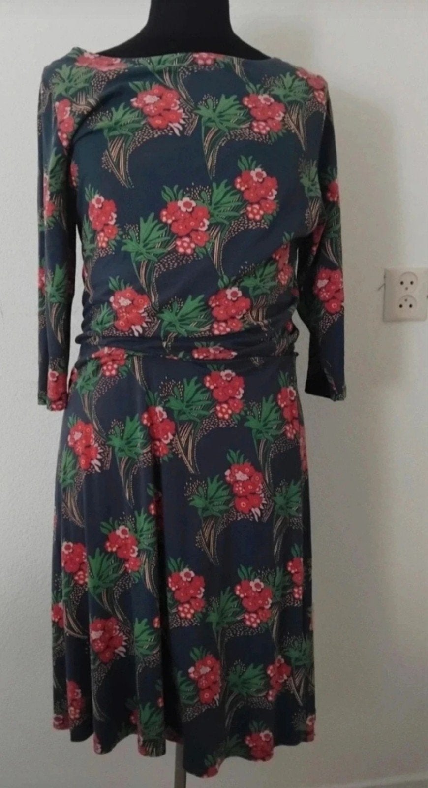 King Louie jurk met bloemenprint, maat M, Maat 38/40 (M), Blauw, Ophalen of Verzenden, Zo goed als nieuw