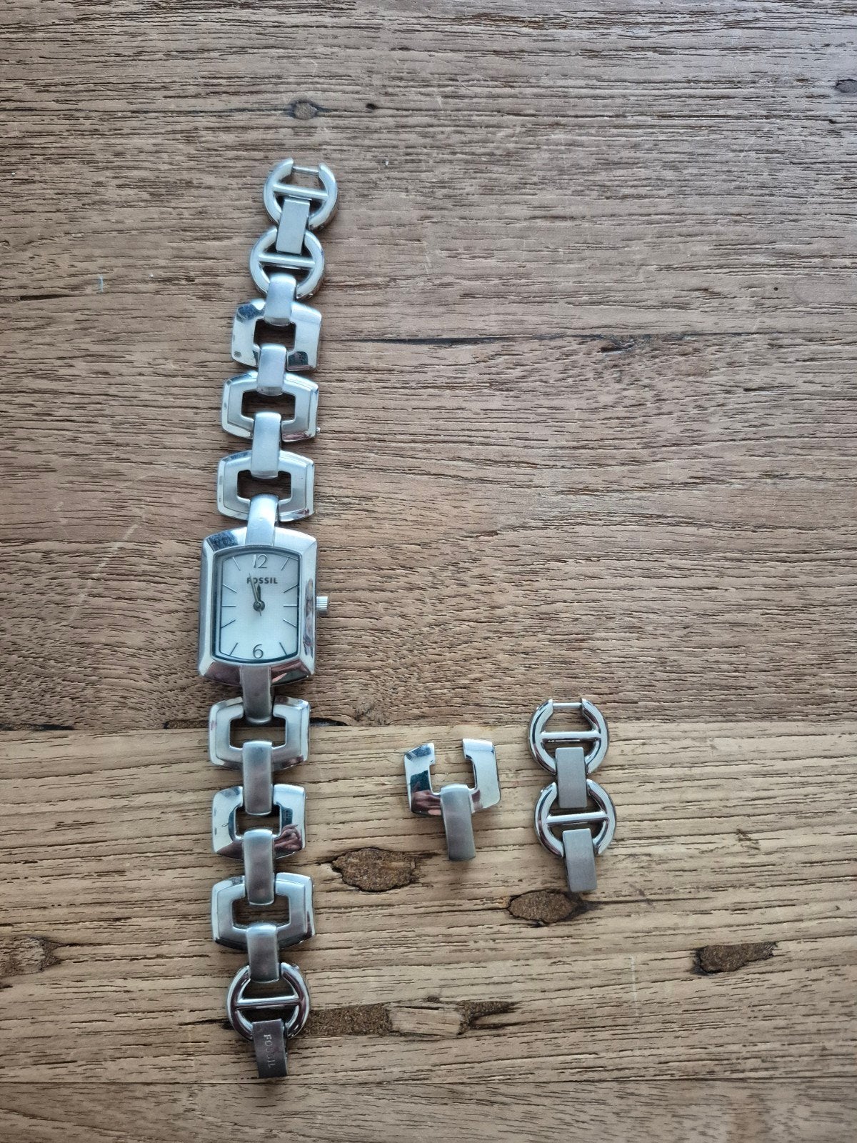 Fossil dameshorloge - Zilverkleurig met extra schakels, Sieraden, Tassen en Uiterlijk, Ophalen, Staal, Gebruikt, Staal