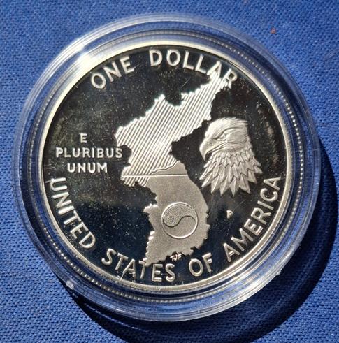Usa 1 dollar 1991 Korean war memorial coin proof, Verzenden, Noord-Amerika, Losse munt, Zilver