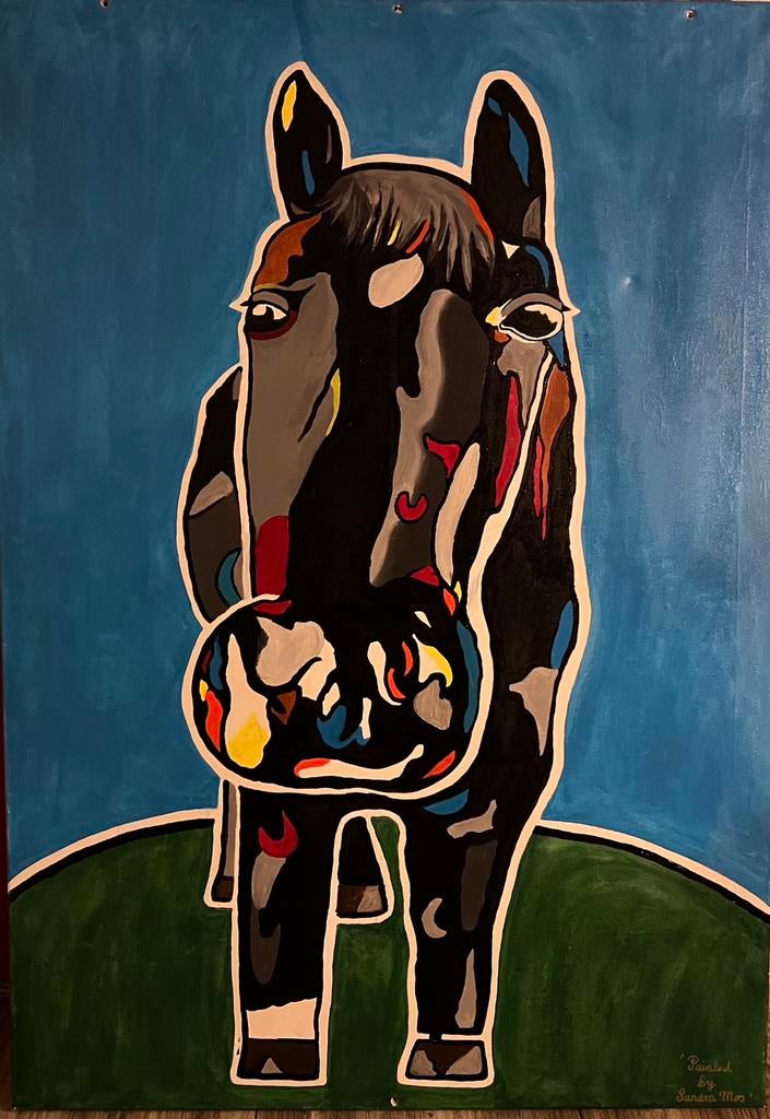 Paard acryl schilderij, Ophalen of Verzenden