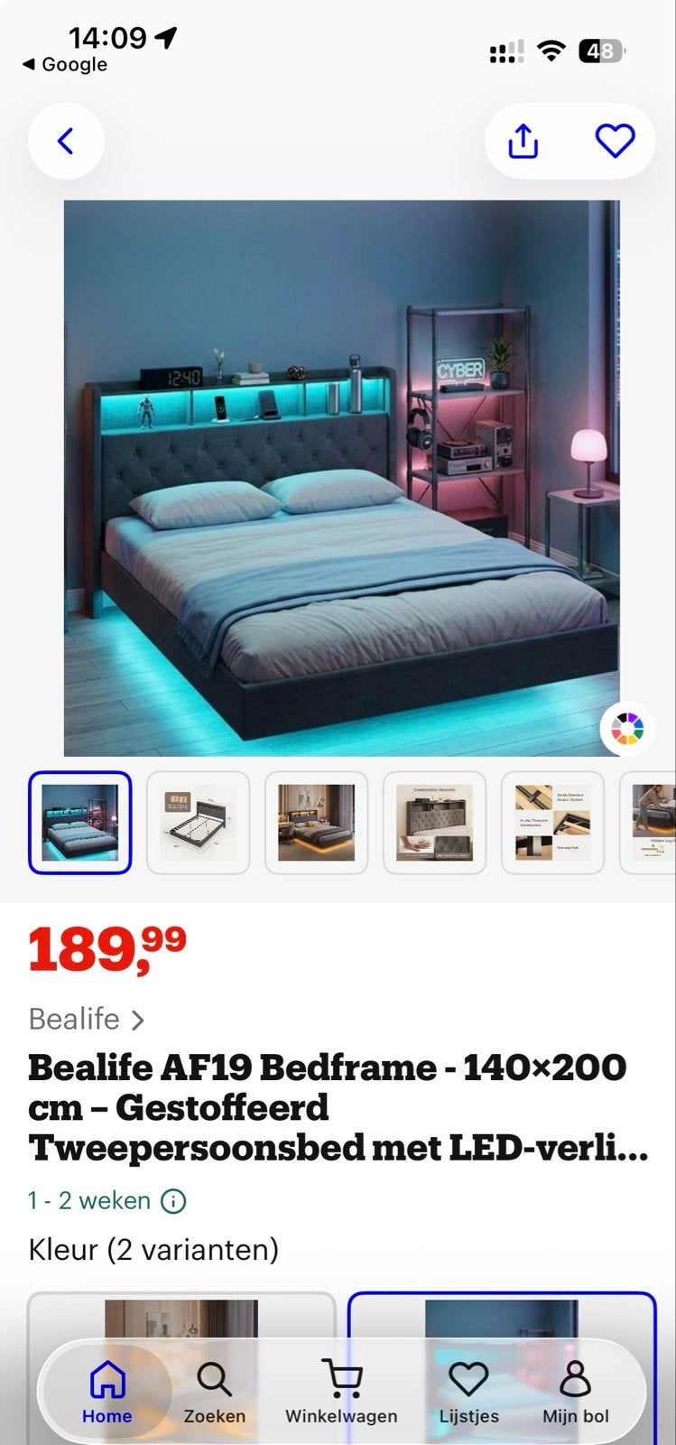 Zo goed als nieuwe Twijfelaar bed met verlichting, Ophalen of Verzenden, Zo goed als nieuw, Twijfelaar, 120 cm
