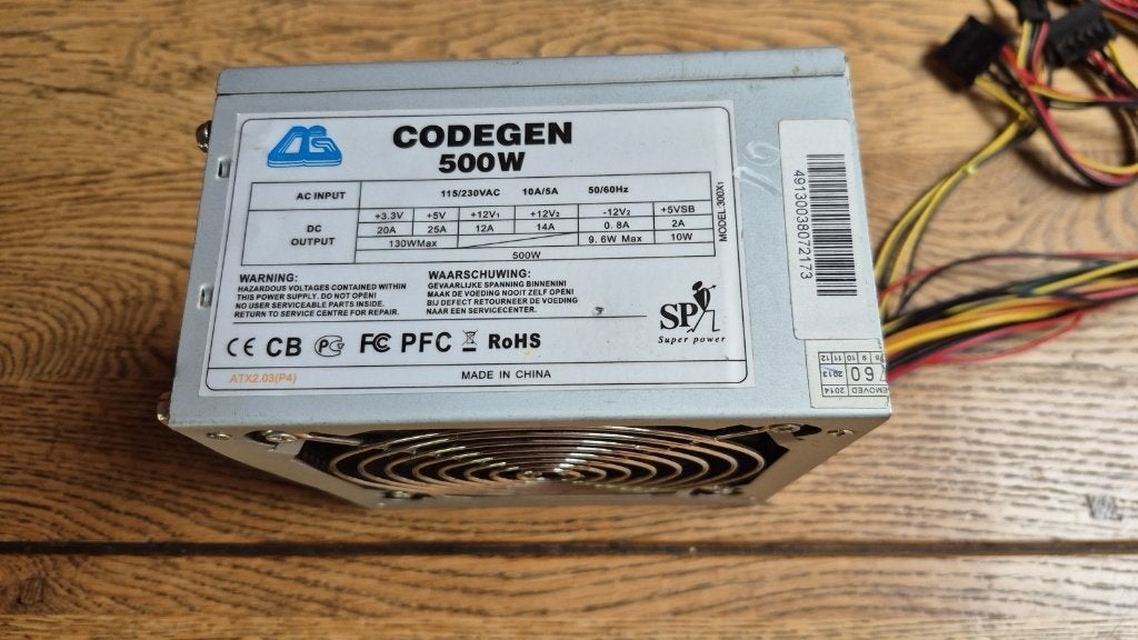 500W Codegen PC voeding, Computers en Software, Ophalen of Verzenden, Zo goed als nieuw