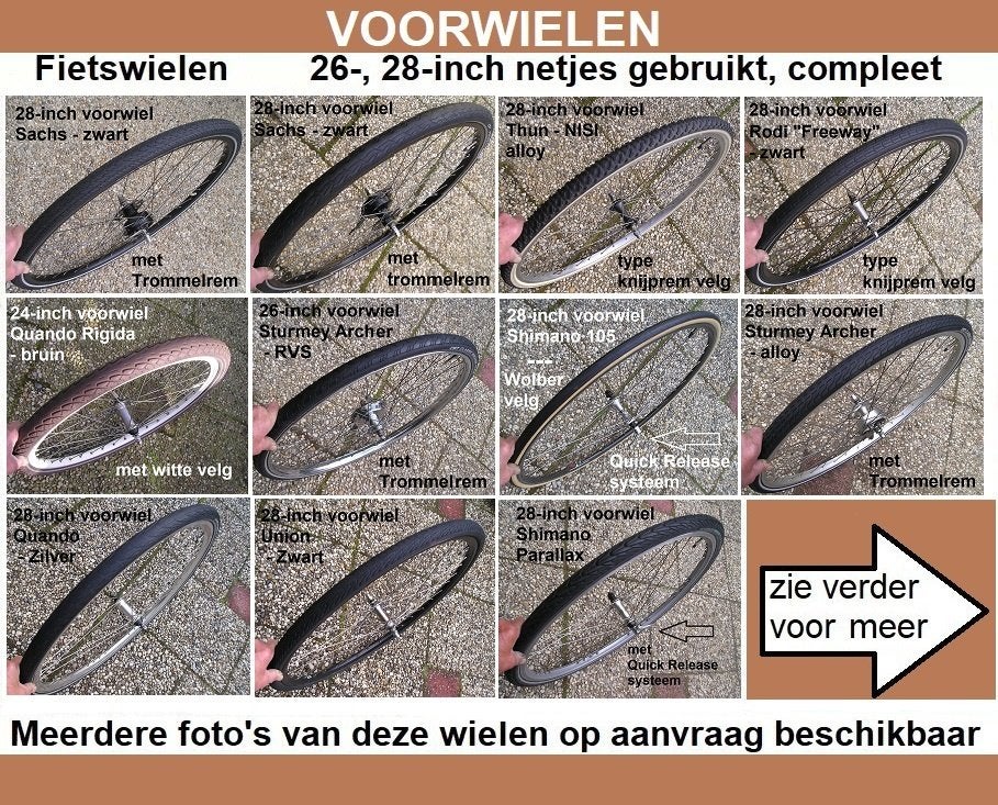 Fiets voorwielen 26- en 28-inch gebruikt, compleet met band, Ophalen, Gebruikt, Wiel