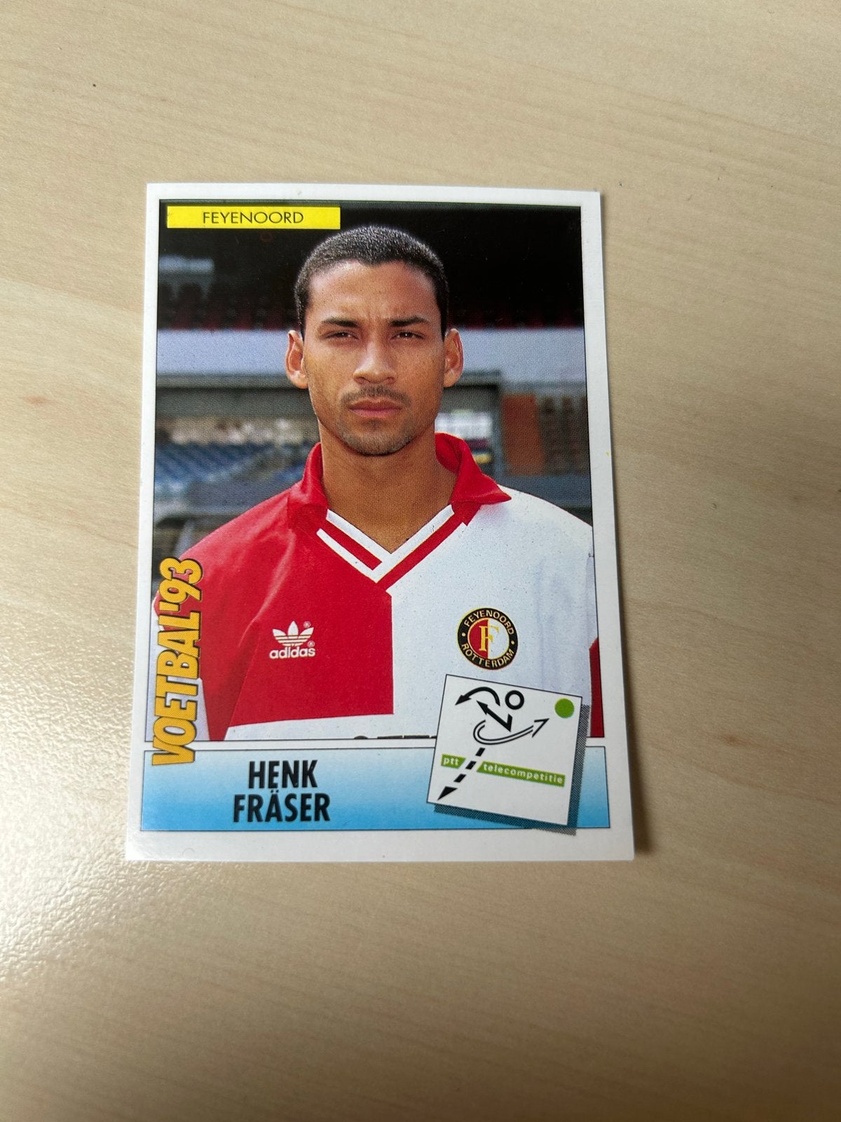 Panini Voetbal '93 Plaatje Henk Fraser Feyenoord, Ophalen of Verzenden, Zo goed als nieuw, Sticker