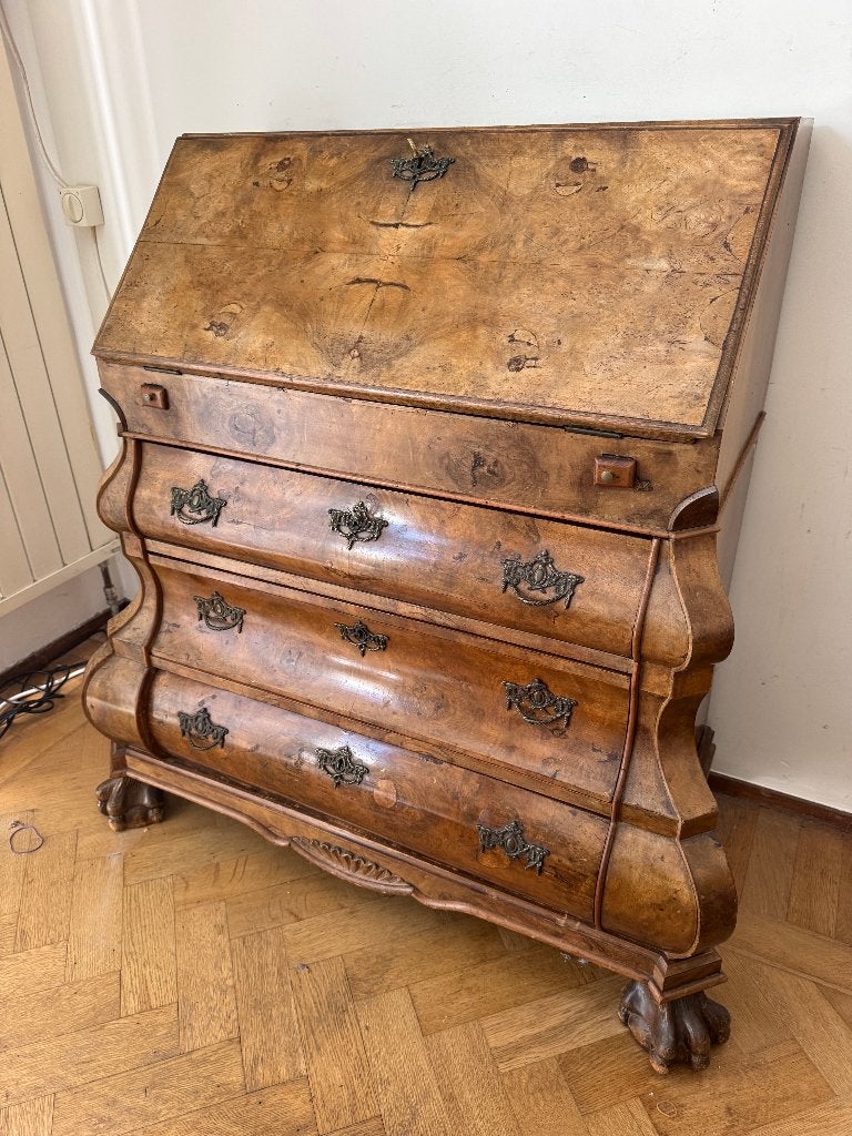 wortelnotenhouten (walnootwortel) klepbureau/secretaire, Antiek en Kunst, Ophalen