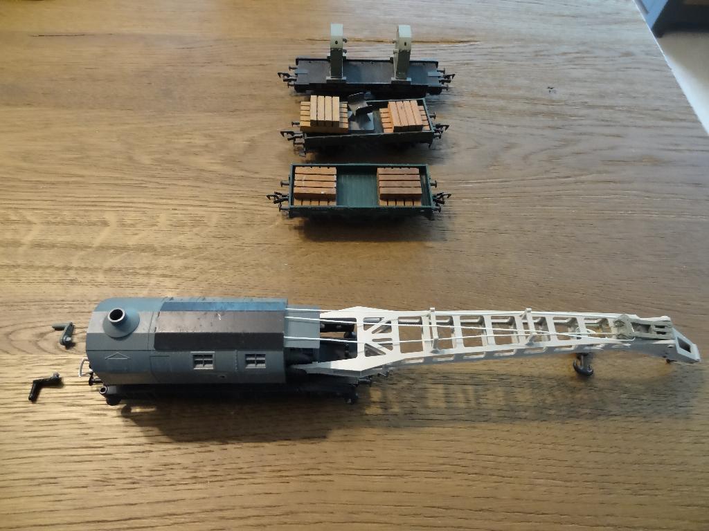 Fleischmann H0 Krupp Ardelt kraan met wagons., Gebruikt, Gelijkstroom, Fleischmann, Wagon