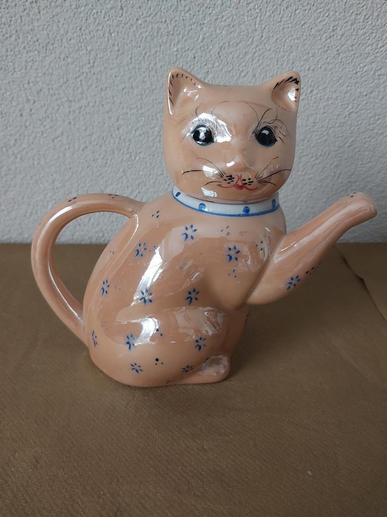Vintage porseleinen Maneki Neko Theepot - gelukskat, Ophalen of Verzenden
