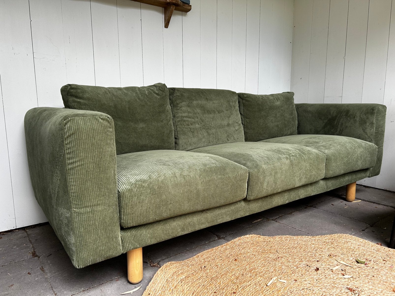 Bankstel 3-4 personen rib / corderoi, Huis en Inrichting, Banken | Bankstellen, Ophalen, Driepersoons, 75 tot 100 cm, Zo goed als nieuw