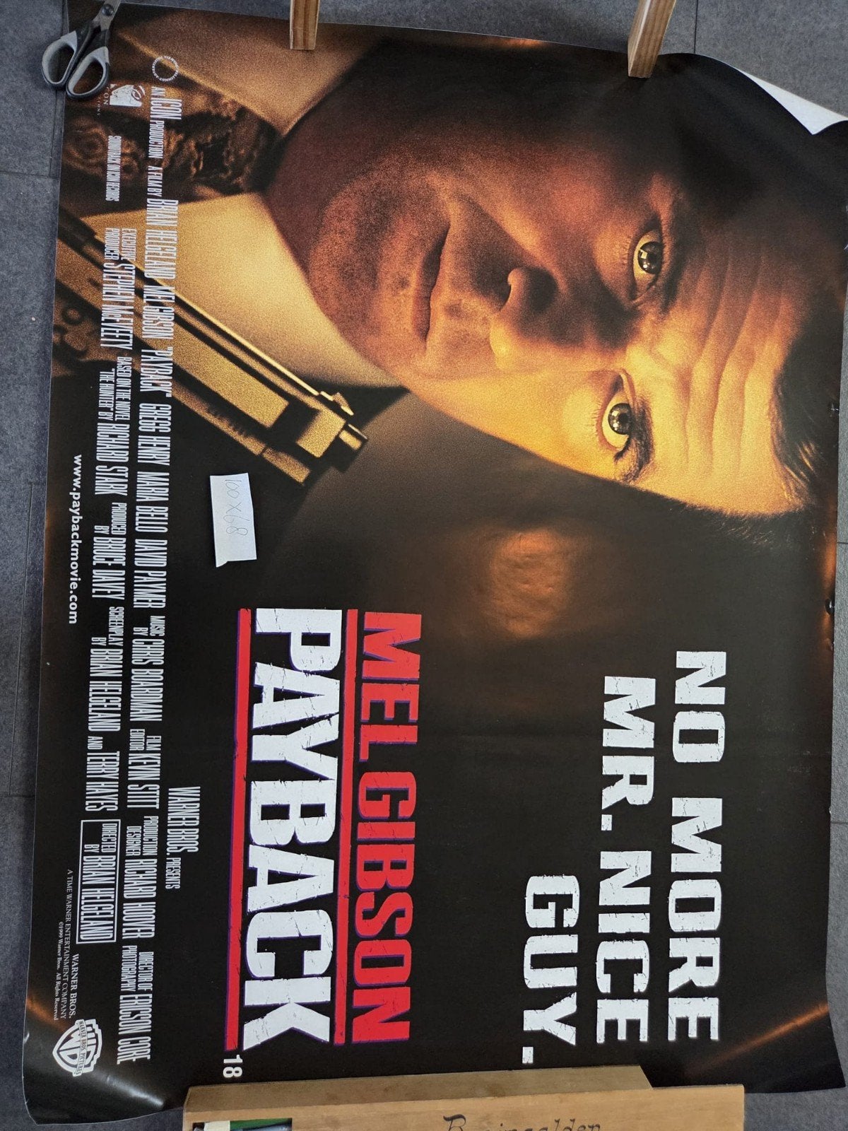 Mel Gibson - Payback Film Poster - Origineel, Ophalen of Verzenden, A1 t/m A3, Film en Tv, Rechthoekig Staand