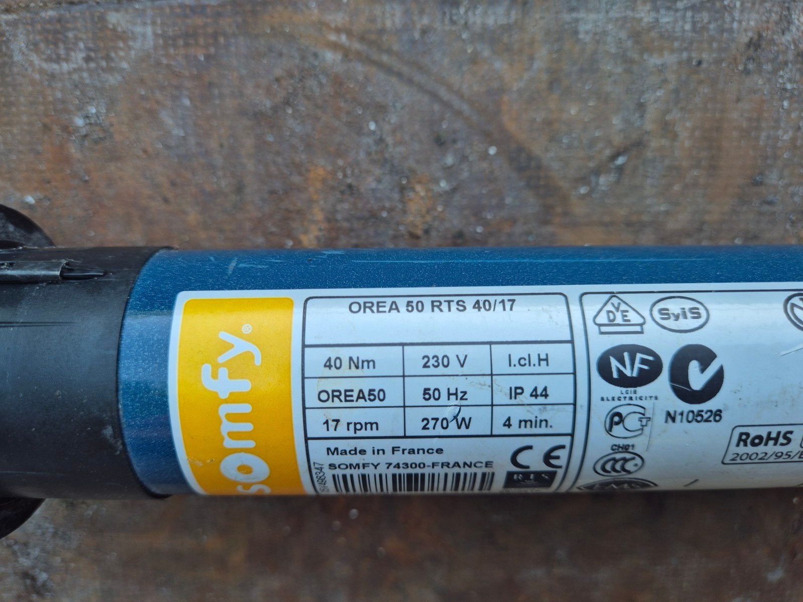 RTS 40/17 Rolluikmotor - Elektrisch, Ophalen of Verzenden, Gebruikt
