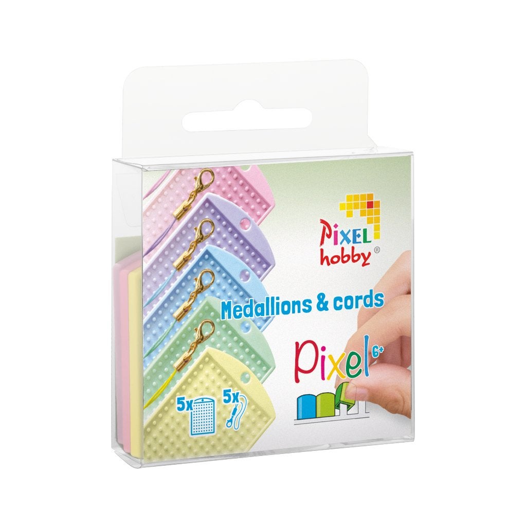 Pixelhobby set 5 medaillons en 5 koordjes pastel kleuren, ., Nieuw, Ophalen of Verzenden, Pixelhobby
