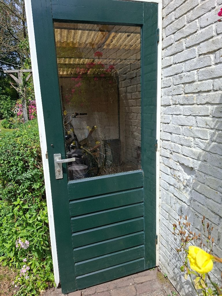 Hardhouten deur, Ophalen, Gebruikt, Buitendeur, 200 tot 215 cm