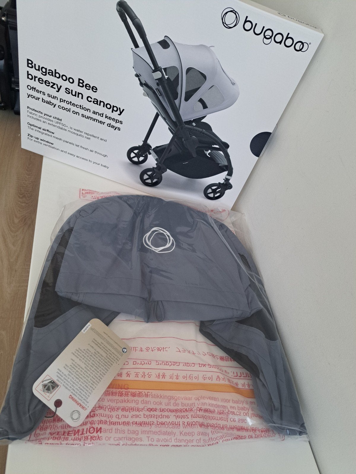 NIEUW. Bugaboo Bee  breezy zonnekap - Seaside blue, Ophalen of Verzenden, Nieuw, Zonnekap
