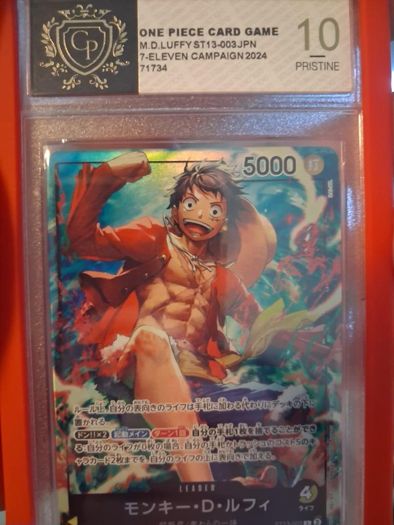 One Piece Card Game Luffy ST13-003.JPN Graded 10 Pristine, Ophalen of Verzenden, Zo goed als nieuw, Losse kaart