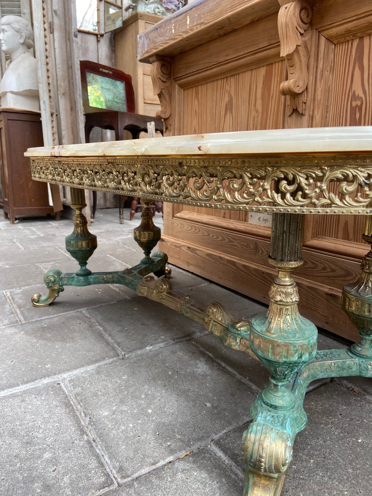 Prachtige Franse salontafel tafel met onyx blad, Ophalen
