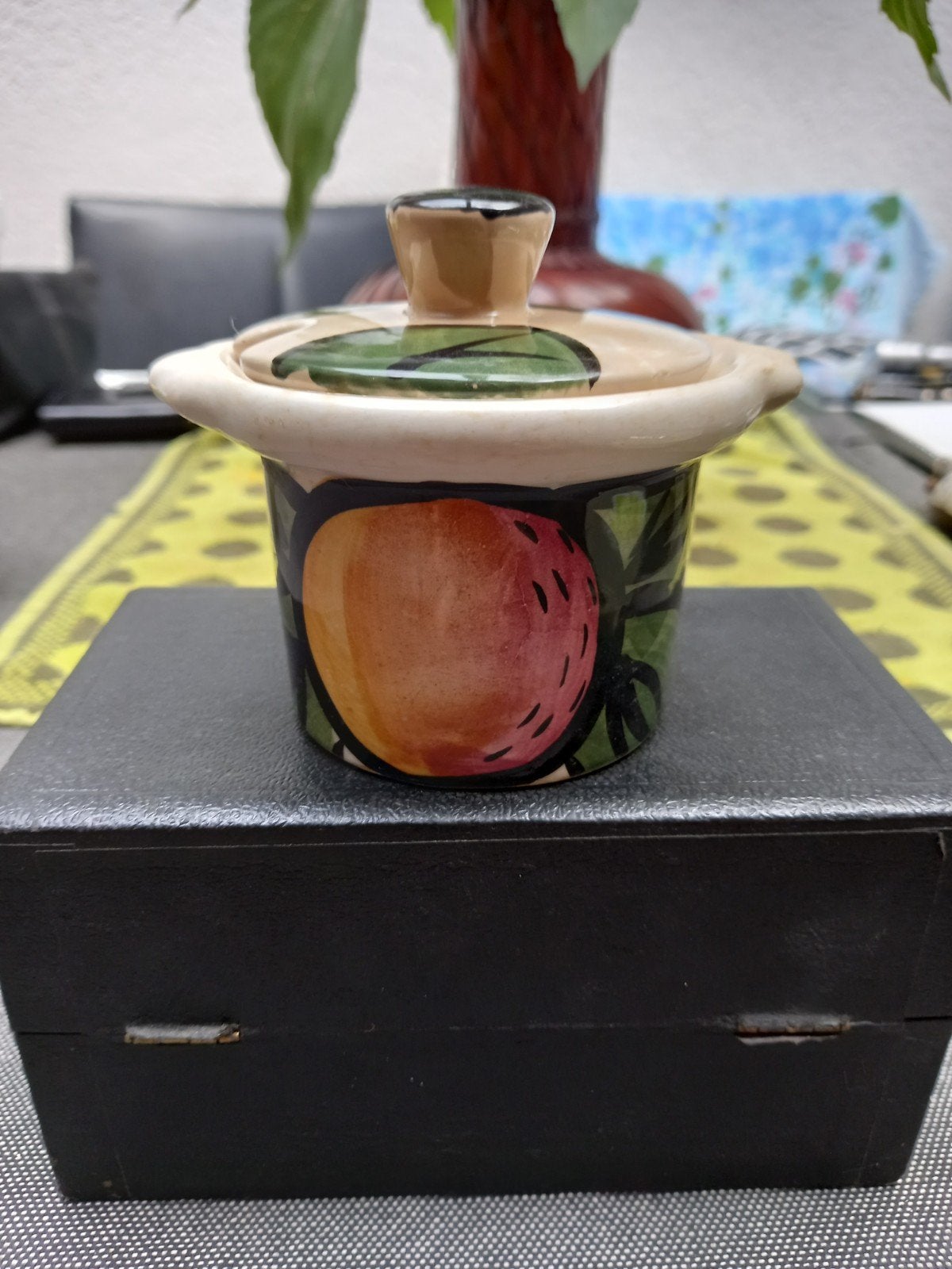 Vintage jaren '60 aardewerk jam- of suikerpotje., Ophalen of Verzenden
