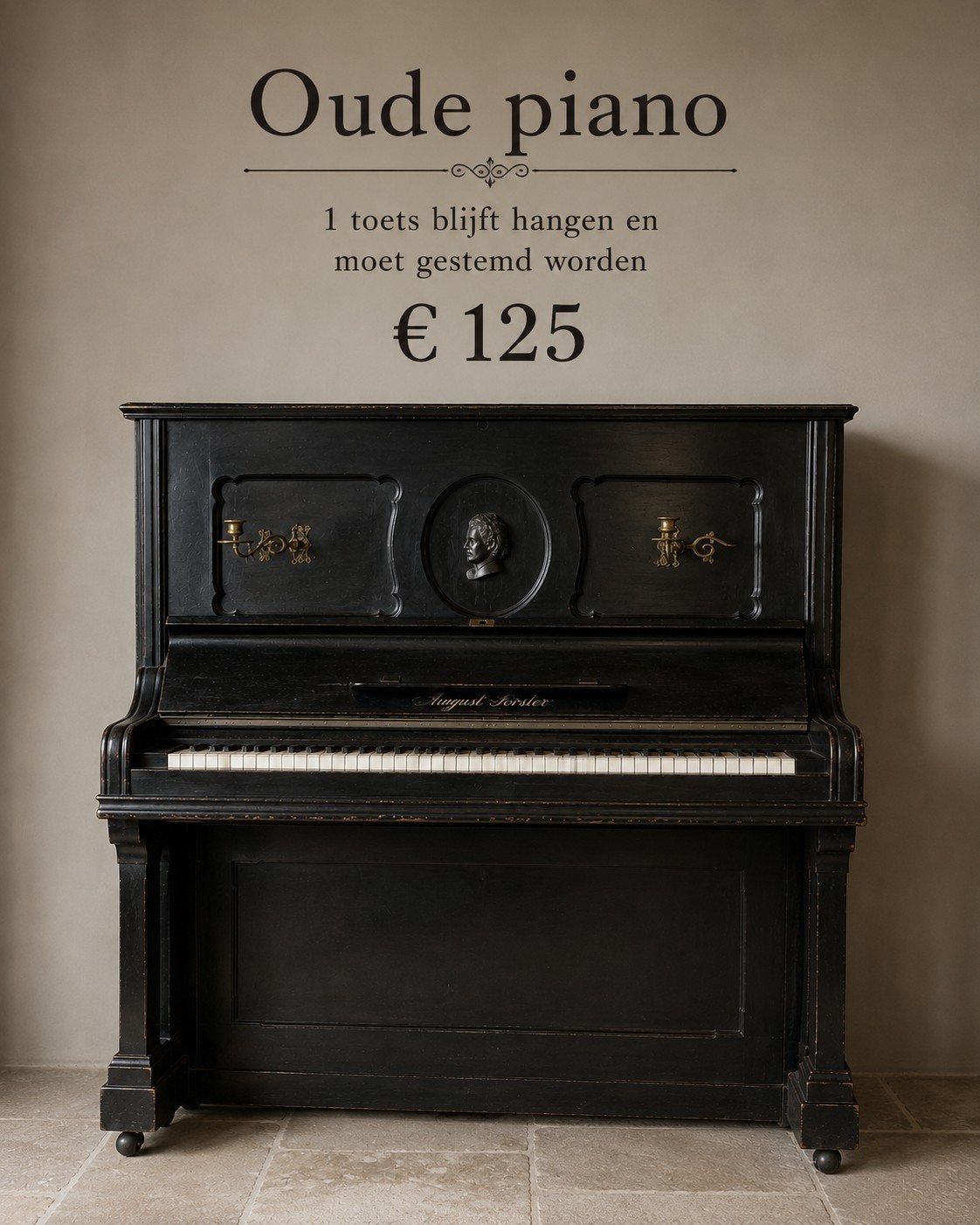 Oude August Förster piano - 1 toets defect, Ophalen, Gebruikt, Zwart, Piano