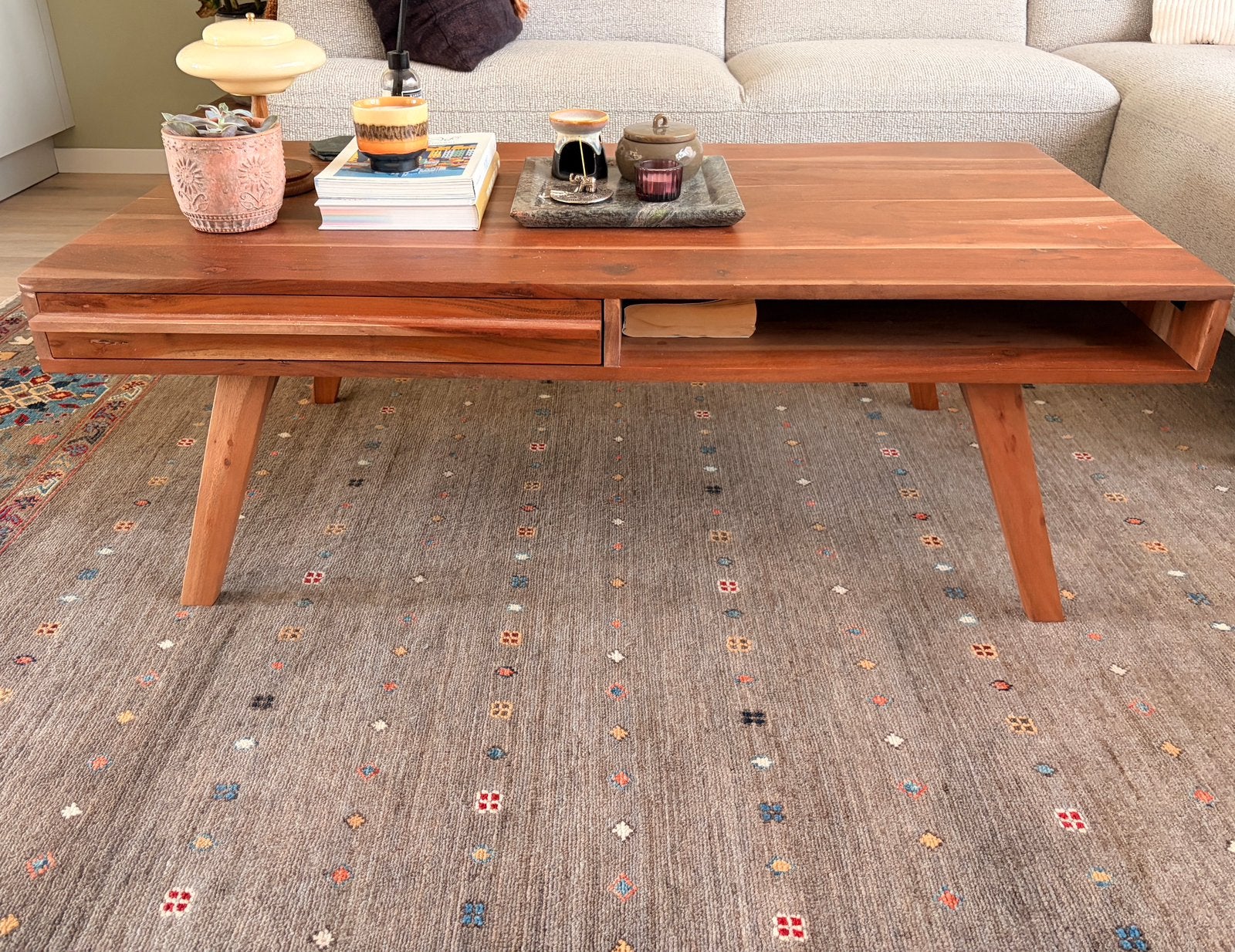 Tikamoon salontafel Niels, Ophalen, 100 tot 150 cm, 50 tot 100 cm, Zo goed als nieuw