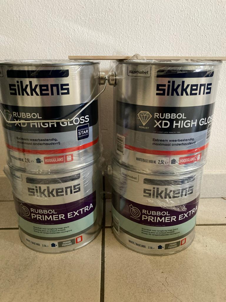 Sikkens Rubbol XD High Gloss & Primer Extra 2.5L Wit, 5 tot 10 liter, Wit, Nieuw, Ophalen of Verzenden