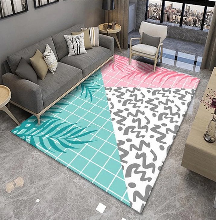 Groen Roze Wit Vloerkleed Kleed Tapijt Mat Planten Vloermat, Huis en Inrichting, Stoffering | Tapijten en Kleden, Groen, 100 tot 150 cm