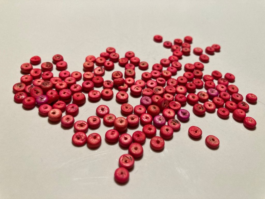 Houten roze platte kraaltjes, Hobby en Vrije tijd, Kralen en Sieraden maken, Ophalen of Verzenden, Zo goed als nieuw, Kraal