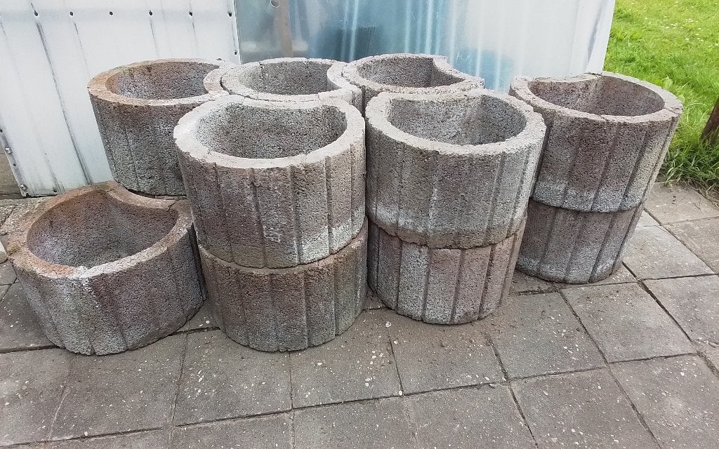 Bloembakken van beton 13x, Ophalen, Gebruikt, Minder dan 30 cm, Rond