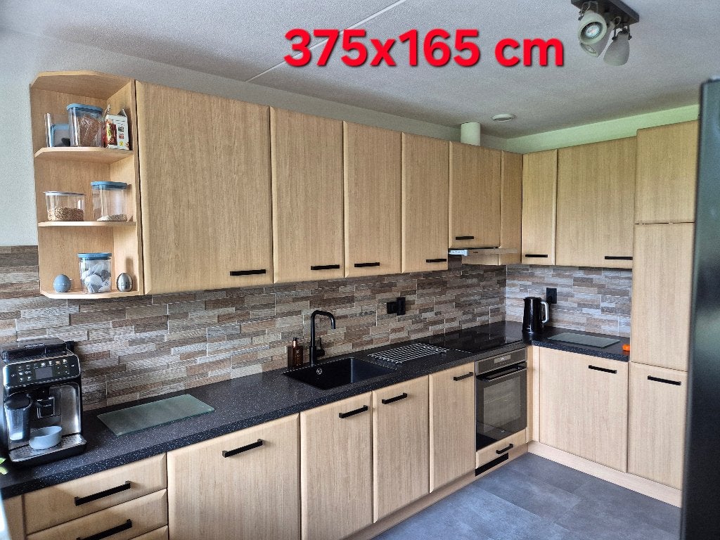 Complete keuken met zgan oven, kookplaat, blad en vaatwasser, Ophalen, Gebruikt, Bruin, Enkelwandige keuken