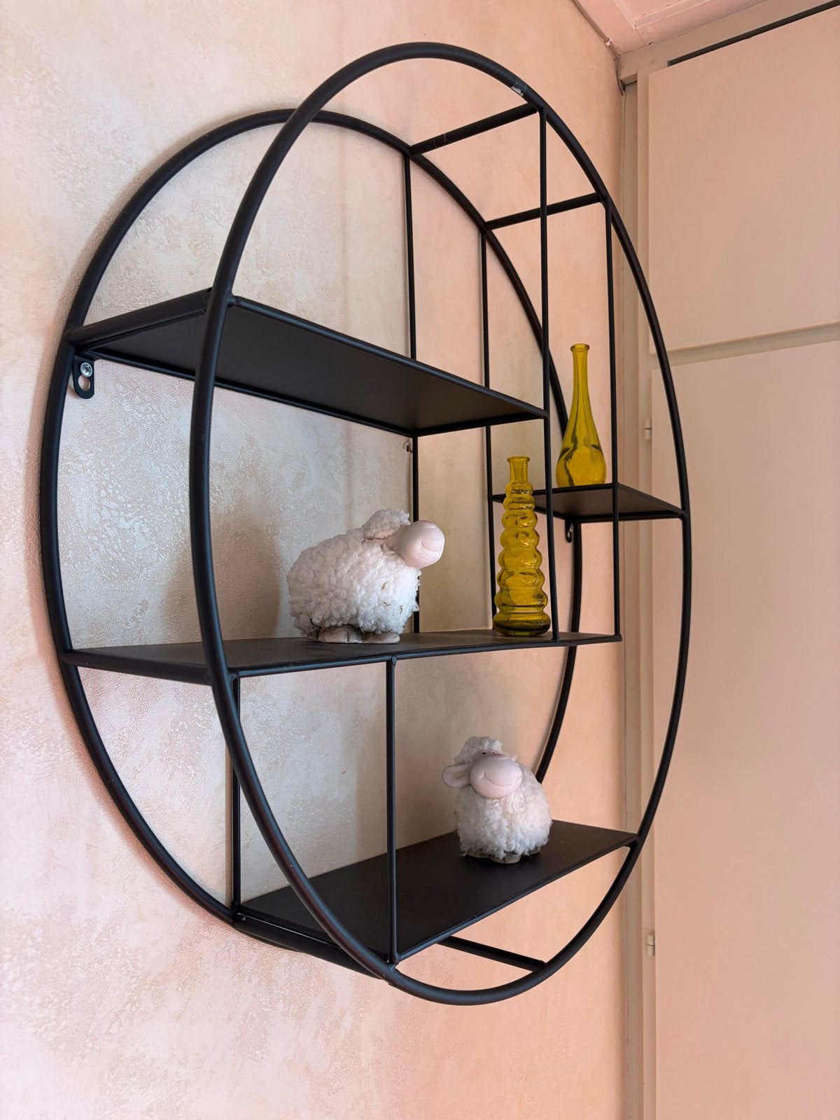 Zwart metalen ronde wandplank - Modern design, Huis en Inrichting, Woonaccessoires | Wandplanken en Boekenplanken, Ophalen, Gebruikt