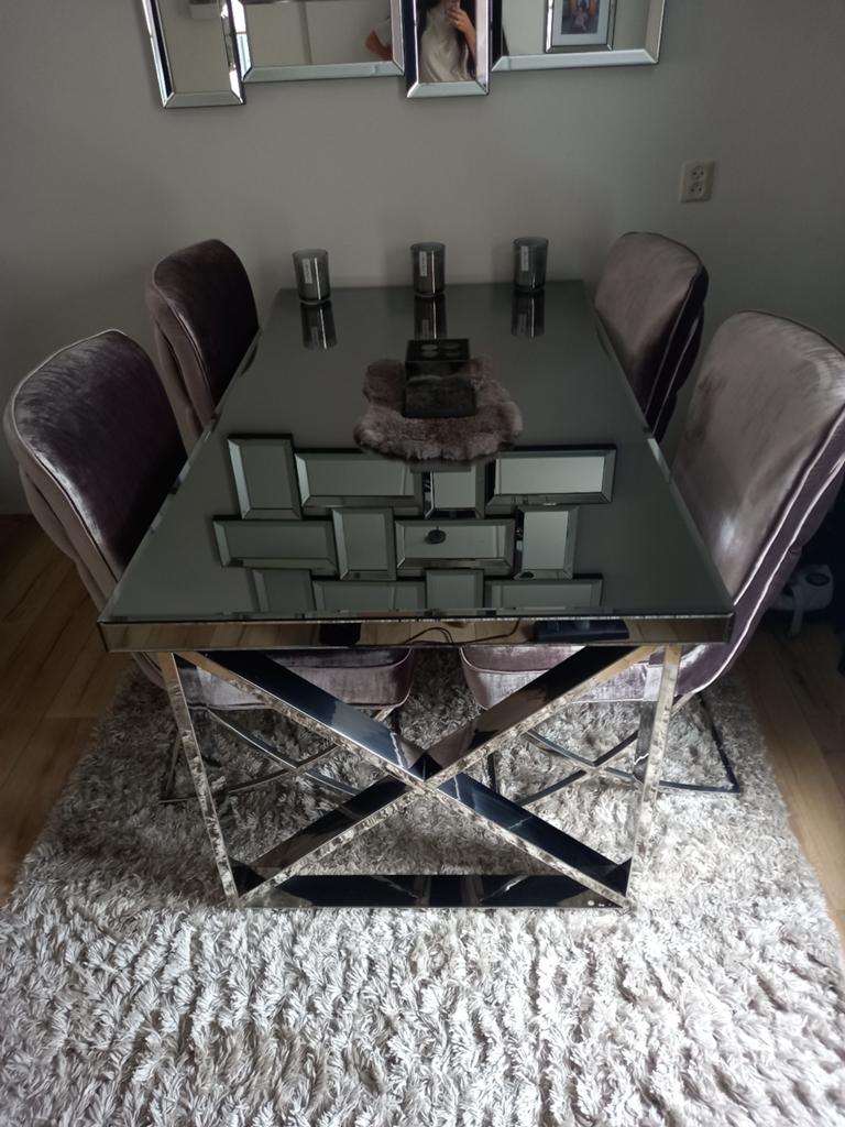 Spiegel eettafel Eric Kuster, Zo goed als nieuw, Glas, Modern, Glamour, 150 tot 200 cm