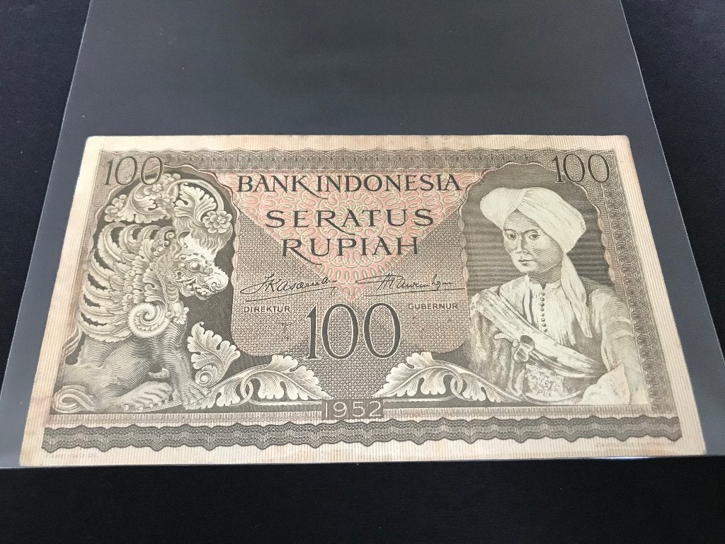 Indonesië 100 rupiah 1952 P46 Prince Deponegoro ZG557124, Postzegels en Munten, Bankbiljetten | Azië, Ophalen of Verzenden, Zuidoost-Azië