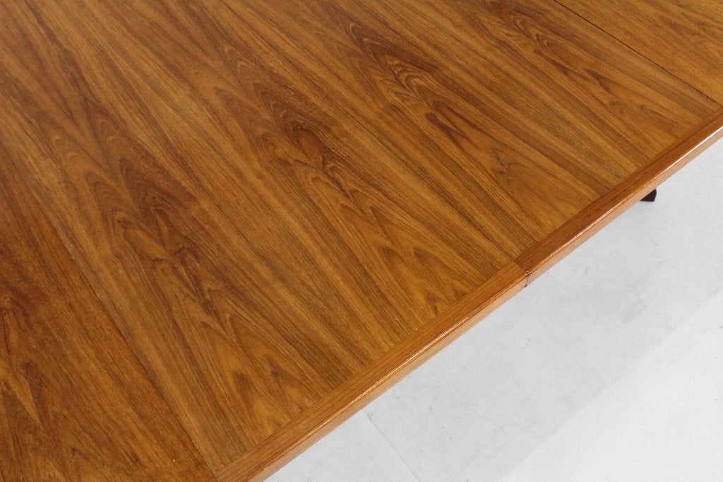Vintage Deense ronde uitschuifbare eettafel tafel, Gebruikt, 200 cm of meer, Scandinavisch, Teakhout