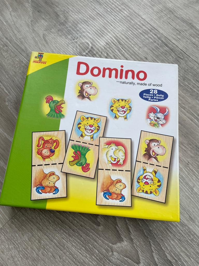 Houten Domino Spel met Dieren voor Kinderen - JohnToy, Ophalen, Zo goed als nieuw, Puzzelen
