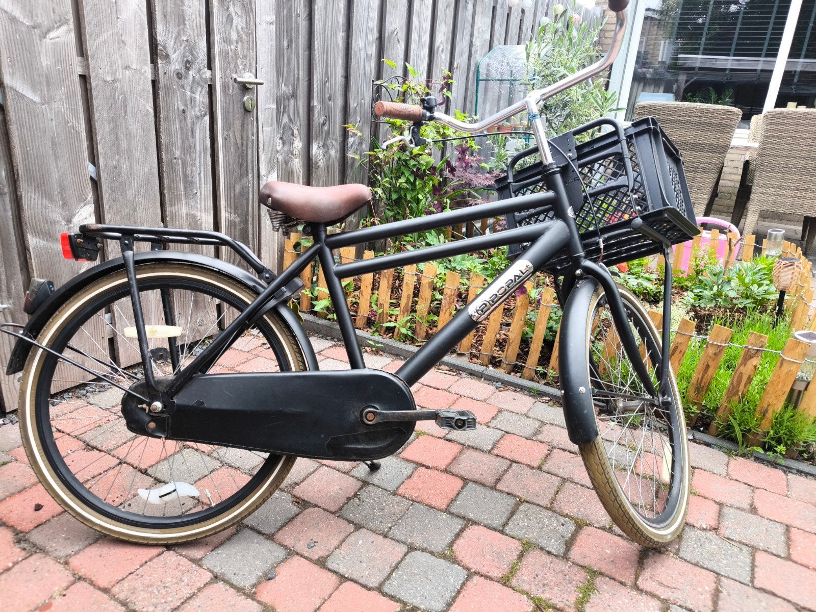 Popal jongensfiets 24 inch met kratje en verlichting, Fietsen en Brommers, Fietsen | Jongens, Ophalen, Handrem, Popal, Gebruikt