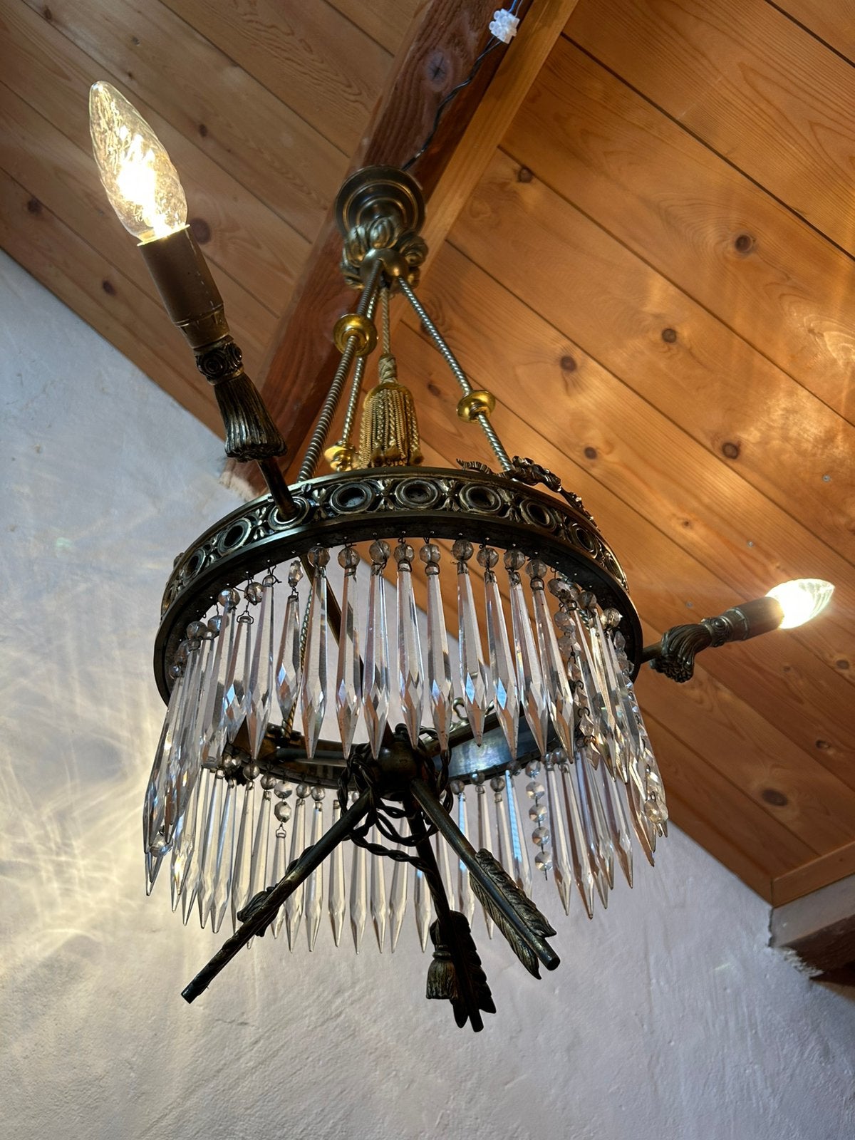 Antieke vintage Louis XVI-stijl hanglamp, Ophalen, Gebruikt