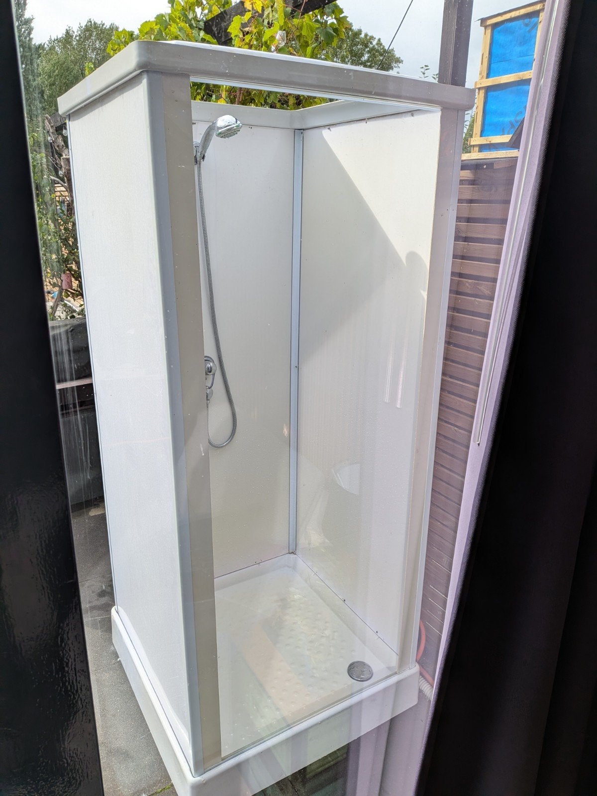 Move Mobiele Douchecabine 90x90 cm met vuilwaterpomp, Ophalen, Gebruikt, Rvs, Douche