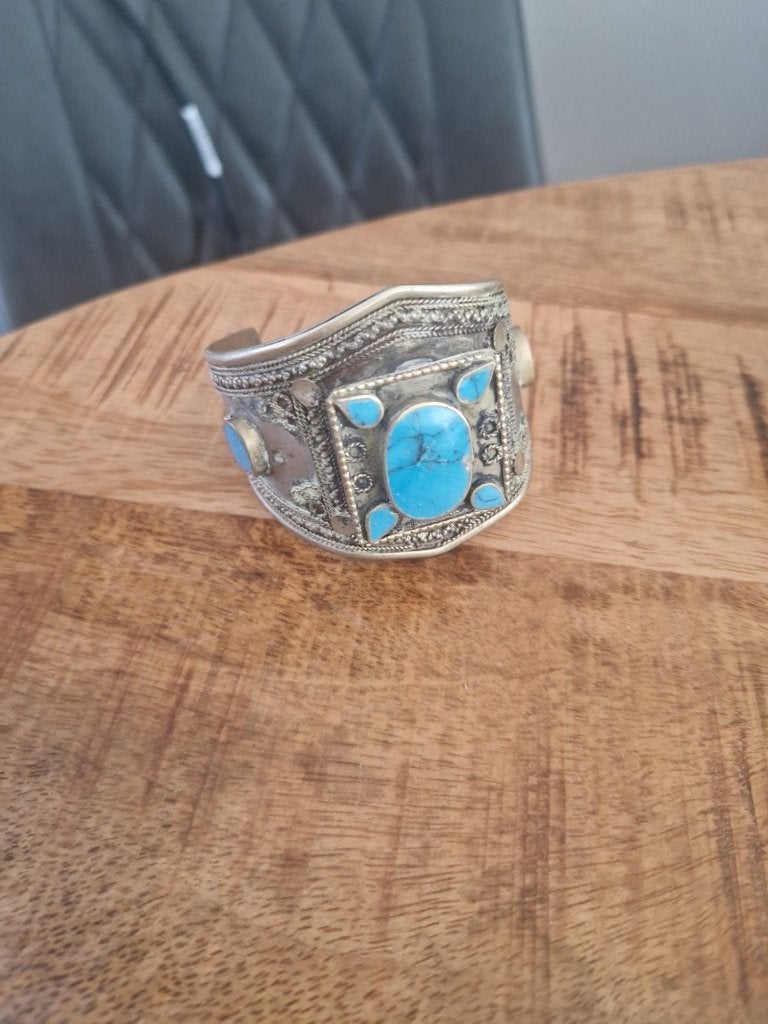 Oude armband met turquoise., Sieraden, Tassen en Uiterlijk, Ophalen of Verzenden, Zilver, Armband, Met edelsteen