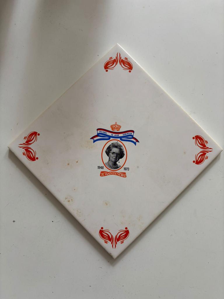 Tegel Juliana 25 jaar Koningin 1948-1973 Mosa Holland, Ophalen of Verzenden