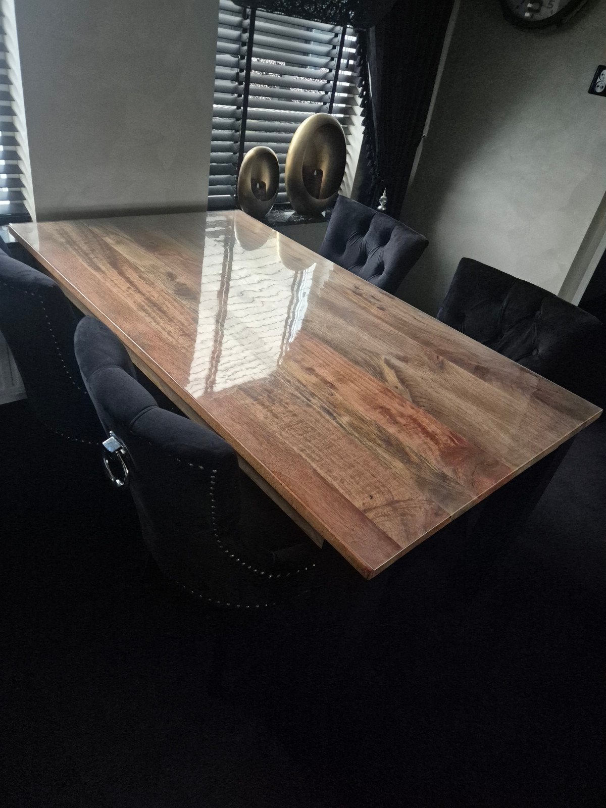 Elegante eettafel met 4 stoelen, Huis en Inrichting, Ophalen, Gebruikt, 50 tot 100 cm, Overige houtsoorten