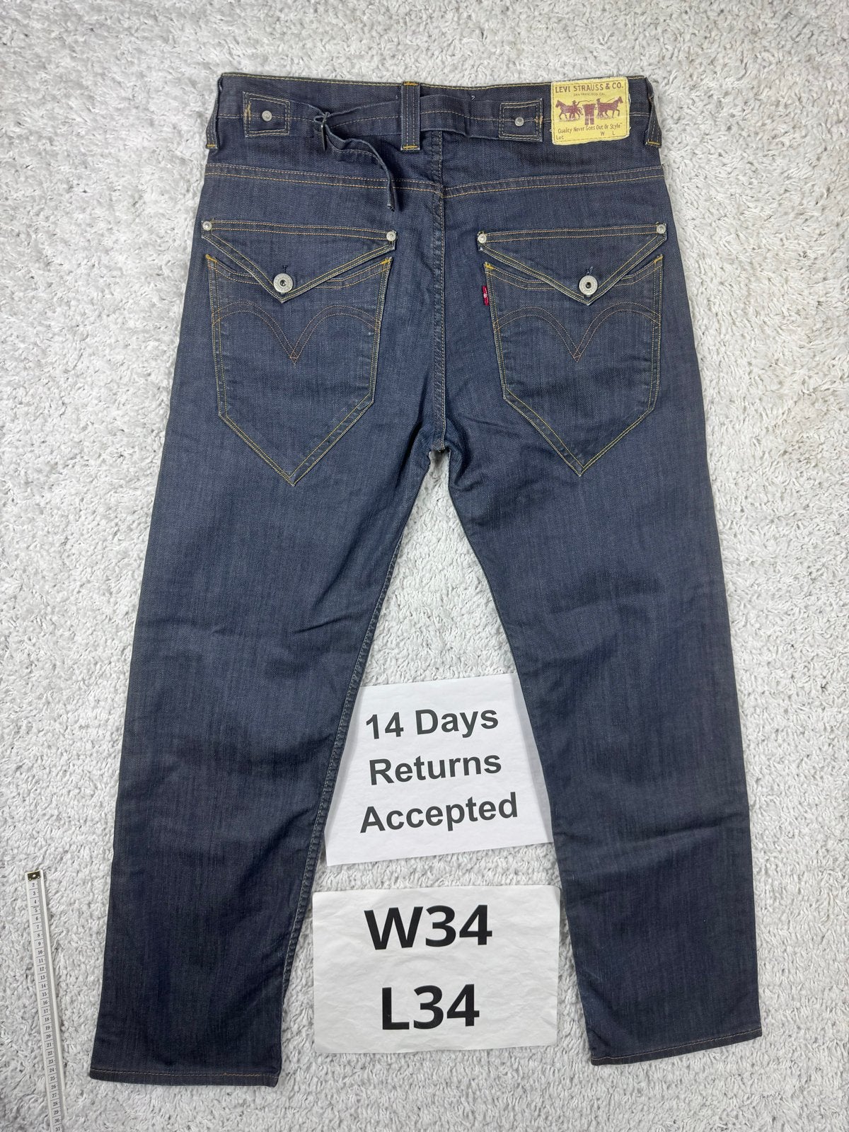 Levi's 503 Loose Vintage Y2K Jeans Buckle Back Cinch 2638, Blauw, Ophalen of Verzenden, H, Gedragen
