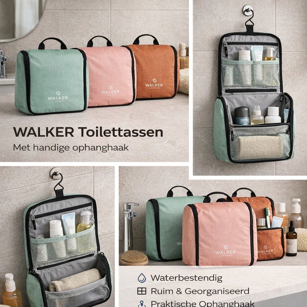 Toilettas met ophanghaak / Walker / 3 verschillende kleuren, Ophalen of Verzenden, Nieuw, Overige kleuren, Heer of Dame