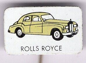 ROLLS-ROYCE geel op blik oldtimer auto speldje ( C_221 ), Verzenden, Zo goed als nieuw, Transport, Speldje of Pin