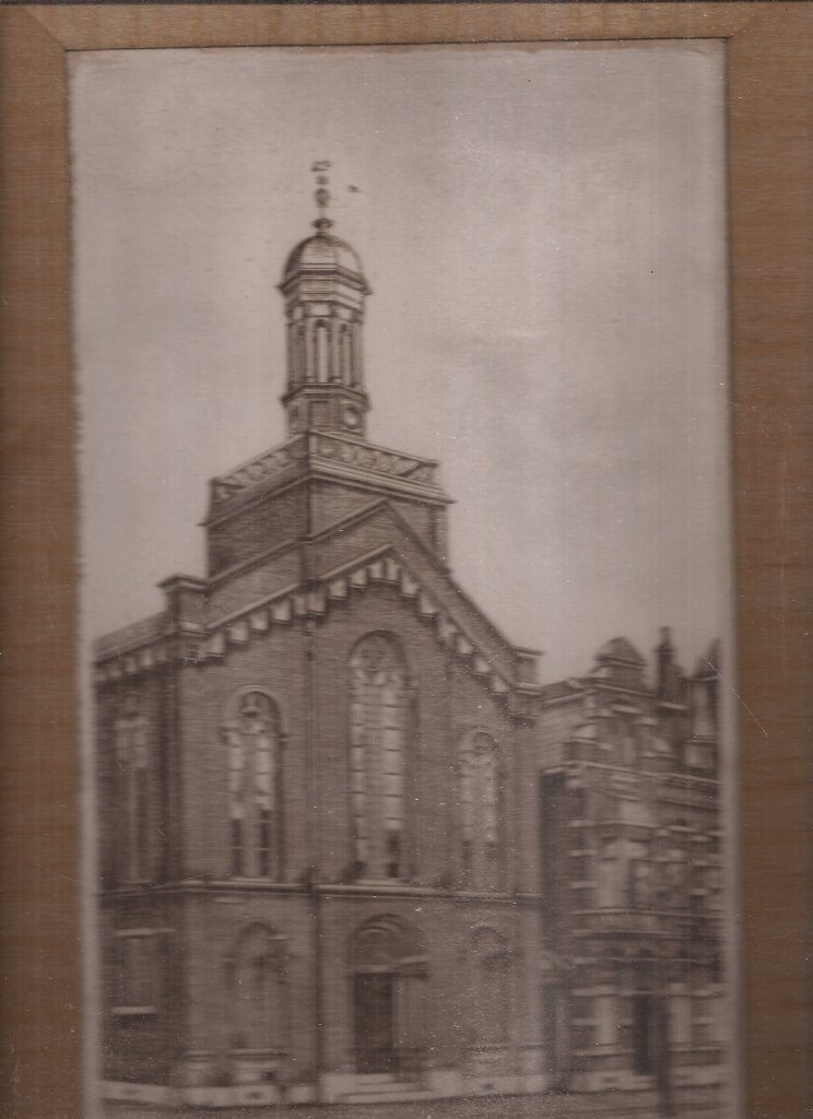 Rotterdam Kralingen Gereformeerde Kerk Ets 50er jaren, Origineel, 30 cm, Ets, Architectuur