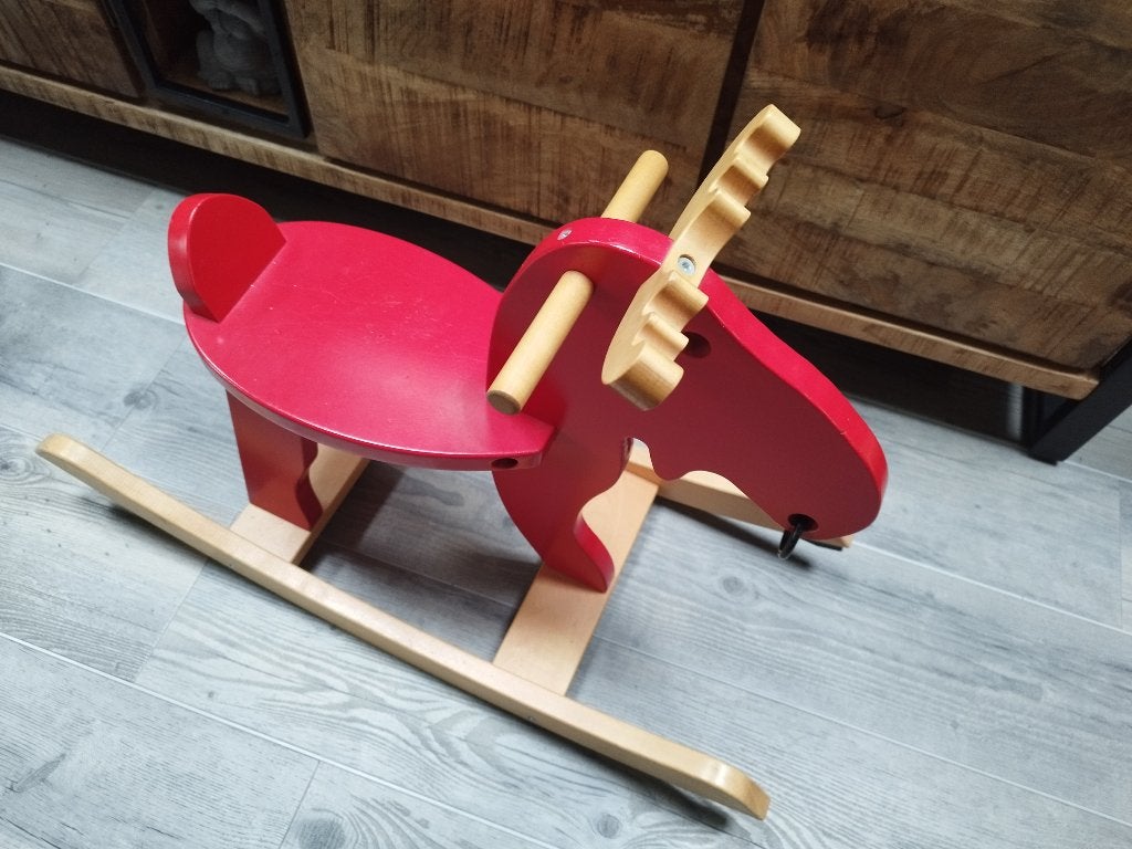Houten hobbelpaard eland rood, Ophalen, Gebruikt