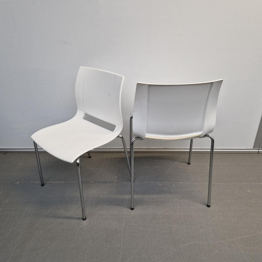 Set van 2 Kusch & Co stoelen - wit kunststof, Huis en Inrichting, Ophalen, Kunststof, Gebruikt, Wit
