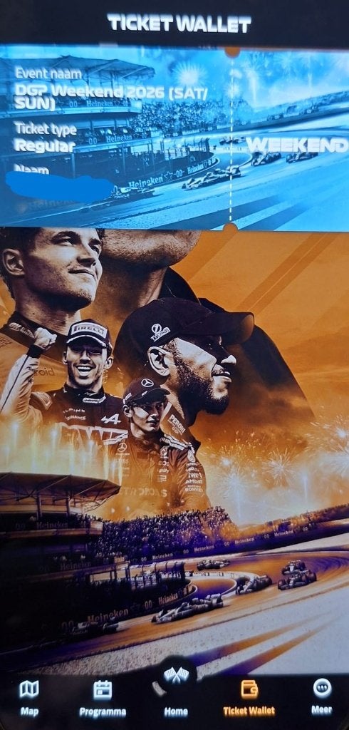 F1 2026 Zandvoort 22,23 augustus. 1 ticket voor za/zo, Eén persoon, Meerdaags