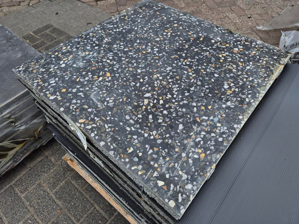 11,5m² geoceramica terrazzo antraciet 60x60x4 s-partij, Ophalen, Gecoat, Keramiek, Nieuw