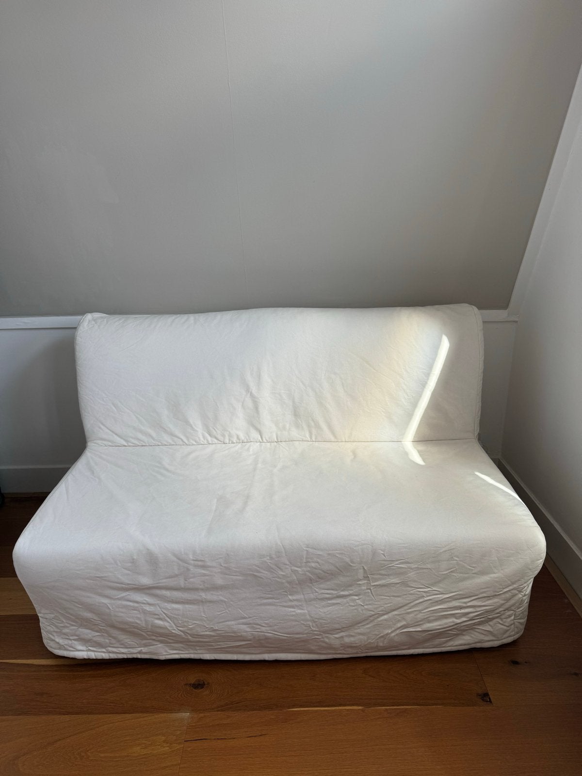 IKEA LYCKSELE LÖVÅS slaapbank (wit en grijs), Wit, Tweepersoons, Zo goed als nieuw, 200 cm